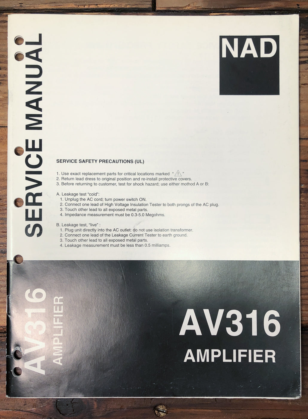 NAD AV316 AV 316 Amplifier Service Manual *Original*