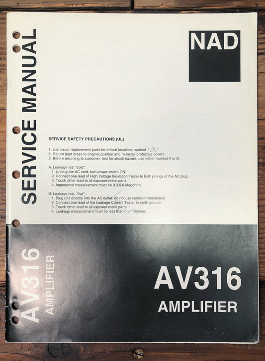 NAD AV316 AV 316 Amplifier Service Manual *Original*