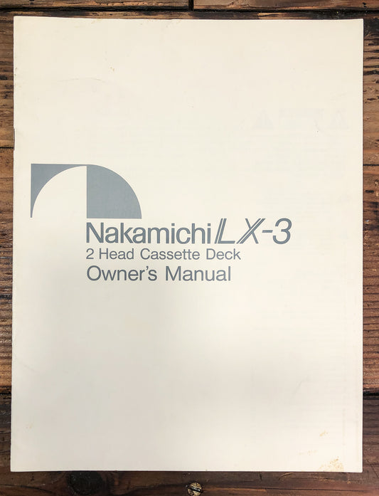 Nakamichi LX-3 Cassette Owners / User Manual *Original*