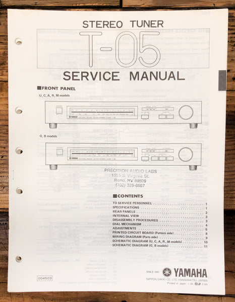 Yamaha T-05 Tuner  Service Manual *Original*