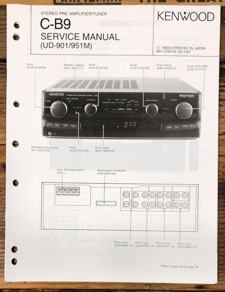 Kenwood C-B9 Preamplifier / Tuner  Service Manual *Original*