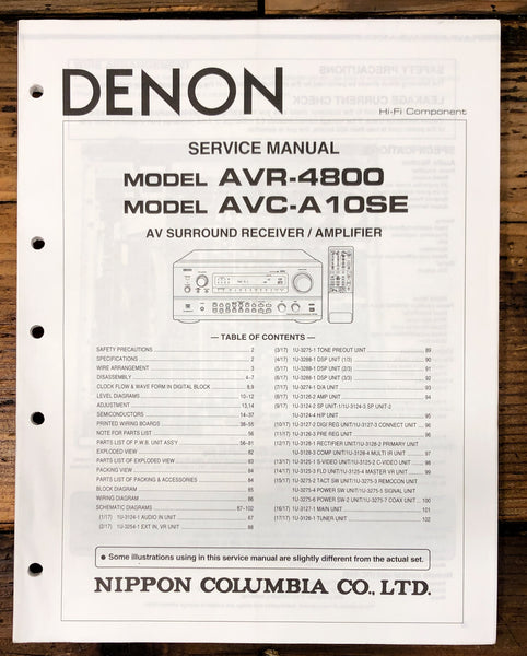 Denon AVR-4800 AVC-A10SE Receiver / Amplifier  Service Manual *Original*