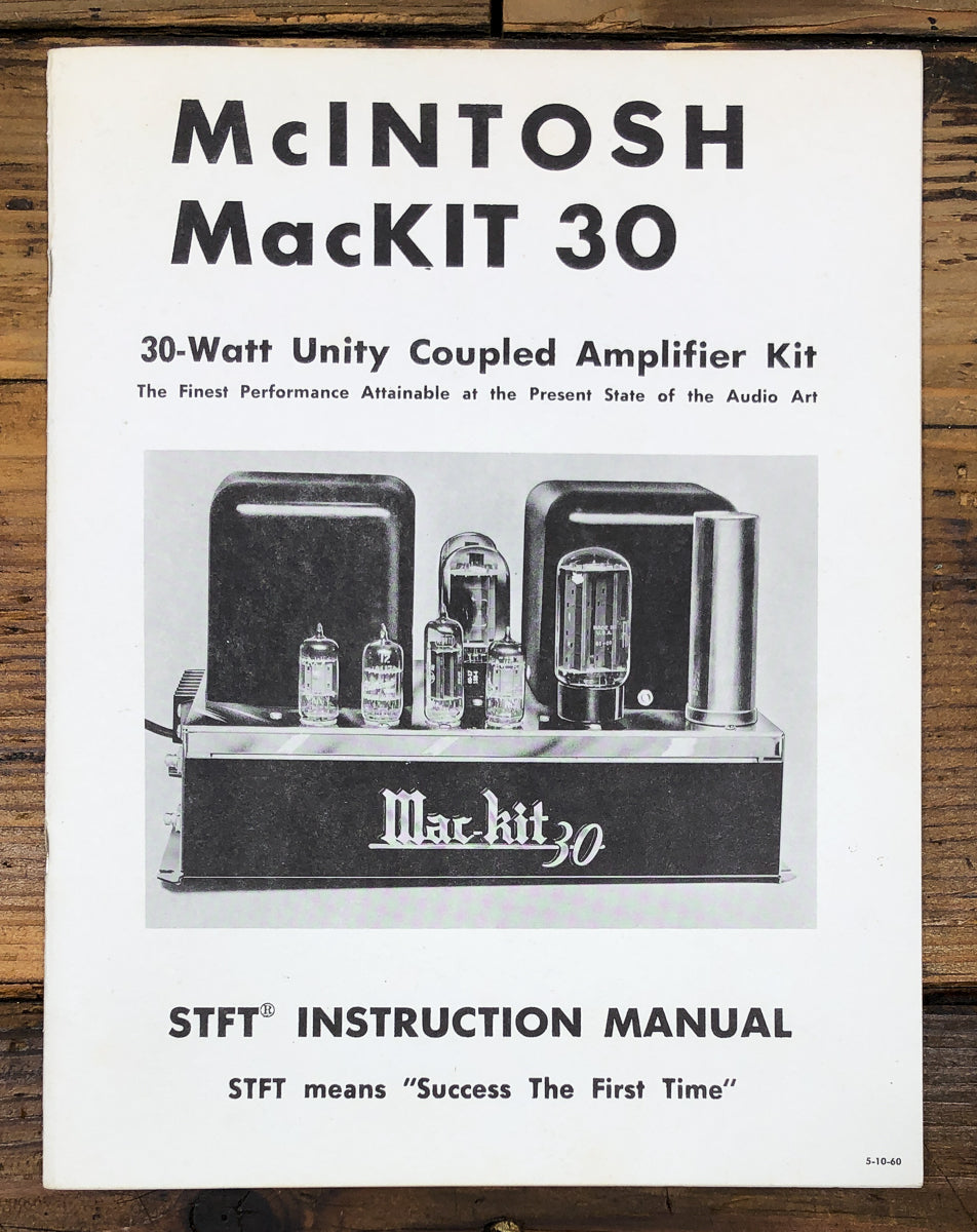 McIntosh MC-30 MacKIT 30 Amplifier Owners / User Manual *Original*