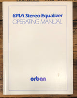 Orban Model 674A 674 A  Equalizer Schematic & Owners / User Manual *Original*