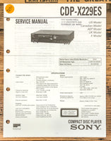 Sony CDP-X229ES CD Player  Service Manual *Original*