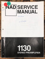 NAD Model 1130 Preamp / Preamplifier  Service Manual *Original*