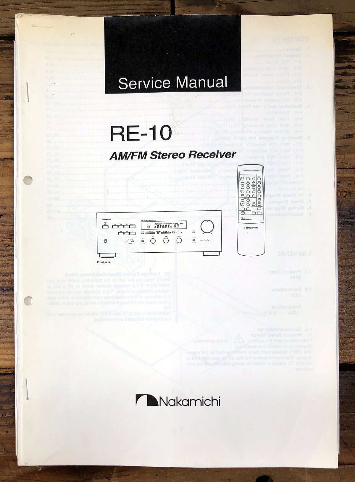 Nakamichi RE-10 AM/FM Stereo Receiver Service Manual *Original*