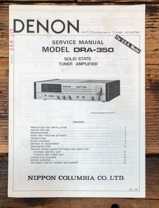 Denon DRA-350 Receiver Service Manual *Original*