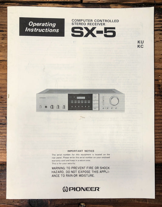 Pioneer SX-5 Receiver Owners / User Manual *Original*