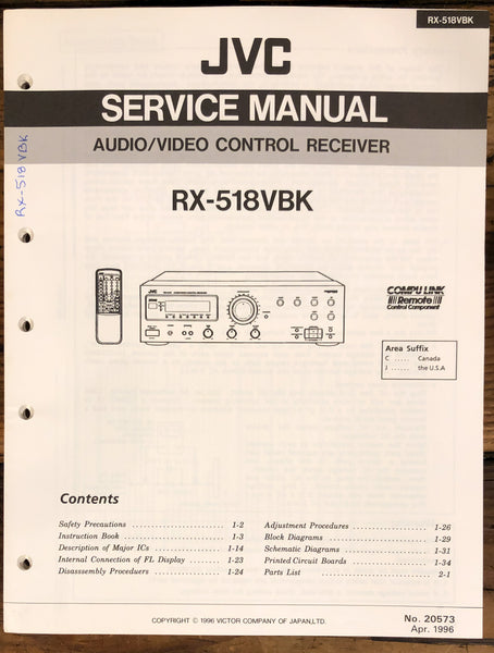 JVC RX-518 VBK Receiver  Service Manual *Original*