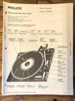 Philco Model C197 Record Changer  Service Manual *Original* #1