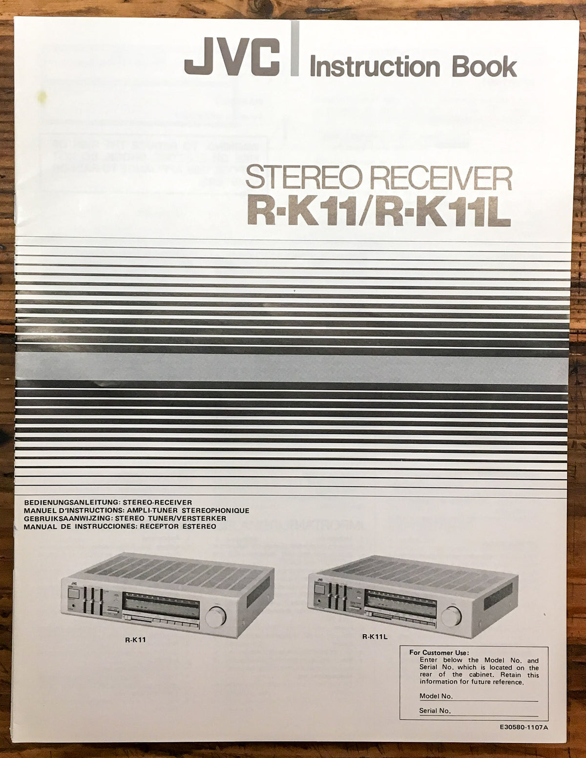 JVC R-K11 R-K11L Receiver  User / Owners Manual *Original*