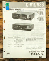 Sony TC-V11 TC-V33 Cassette Service Manual *Original*