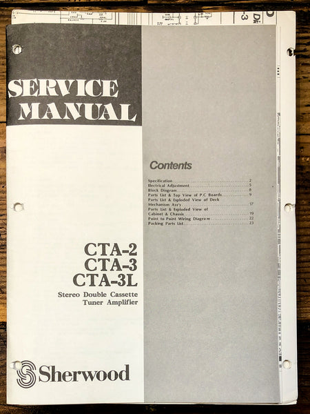 Sherwood CTA-2 CTA-3 CTA-3L Stereo  Service Manual *Original*