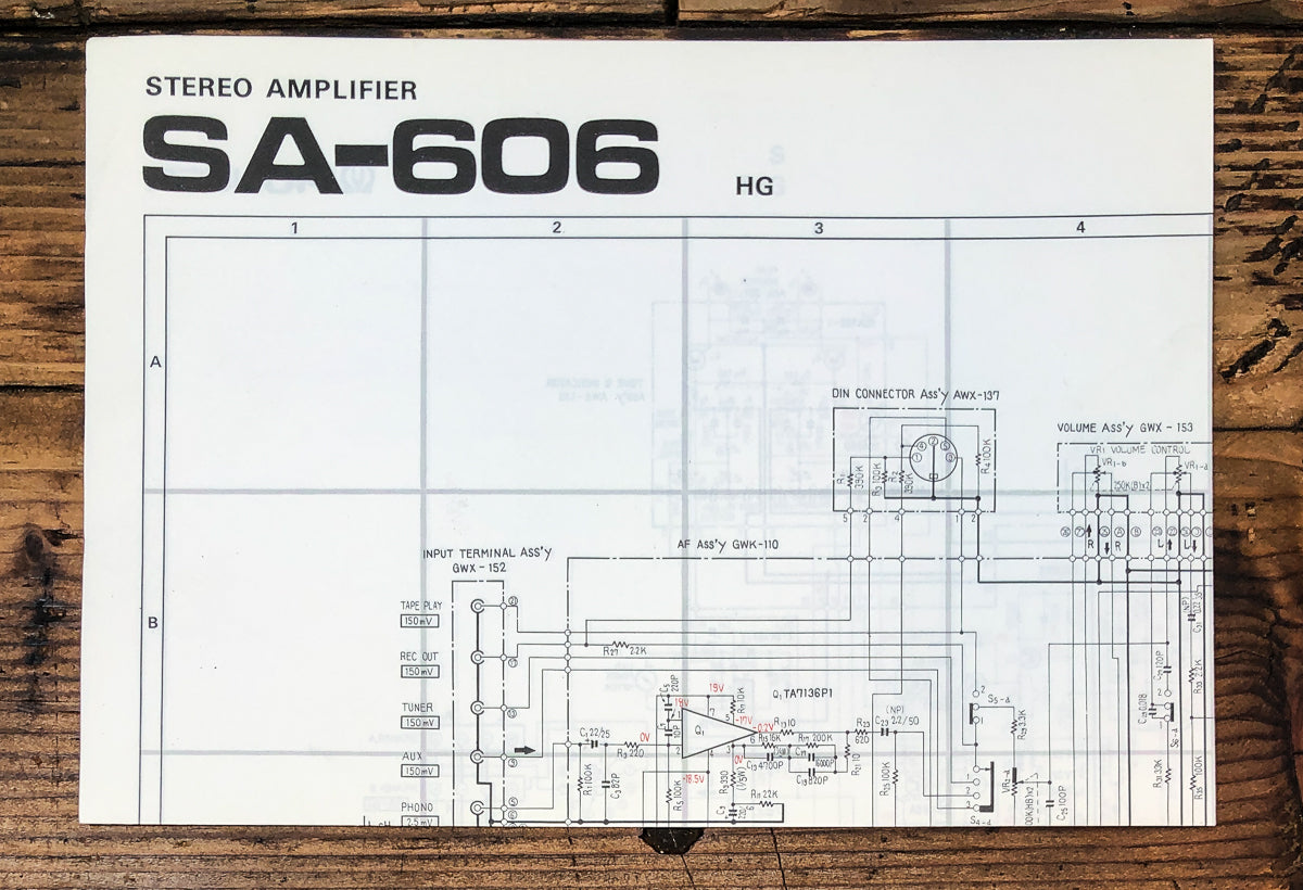 Pioneer SA-606 HG Amplifier Fold Out Schematic *Original*
