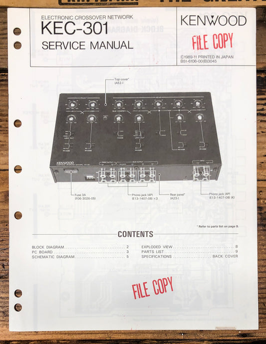 Kenwood KEC-301 Crossover Network  Service Manual *Original*