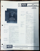 Altec Model 1596A Amplifier  Owners Manual & Schematic *Orig*