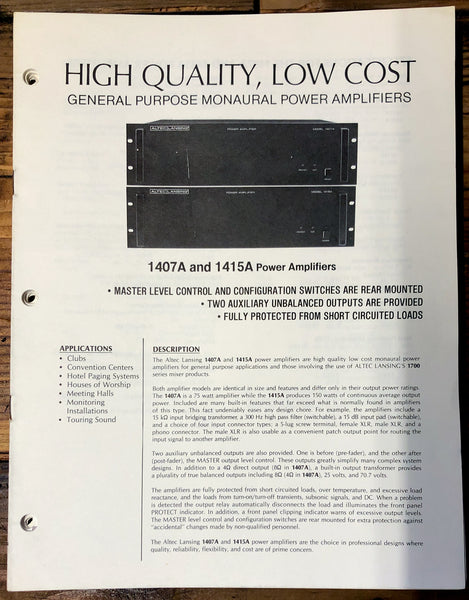 Amplifier Owners Manual & Schematic *Orig* – Vintage Audio Store ...
