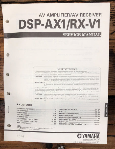 Yamaha DSP-AX1 RX-V1 Amplifier / Receiver  Service Manual *Original*