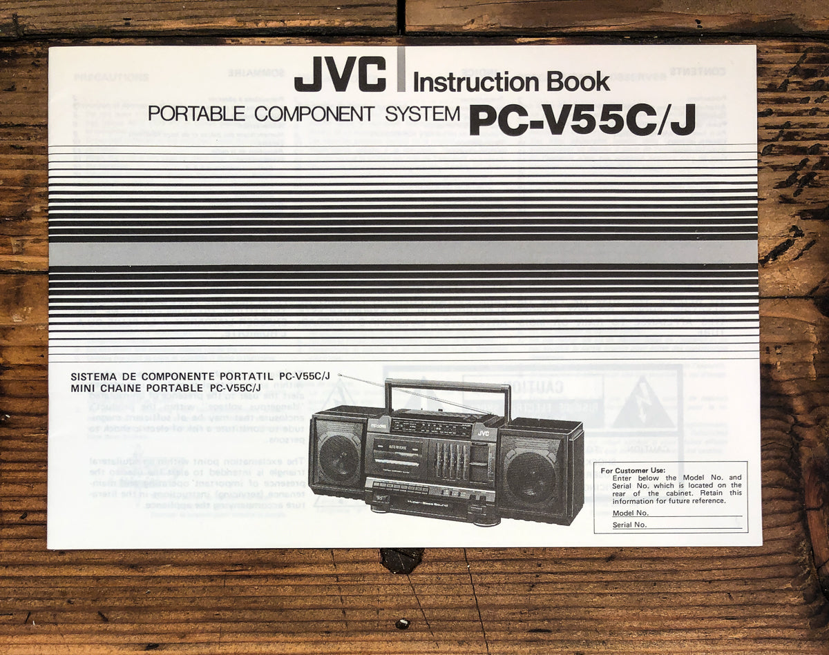JVC PC-V55 PC-V55 C J Radio / Boombox Owners / User Manual *Original*