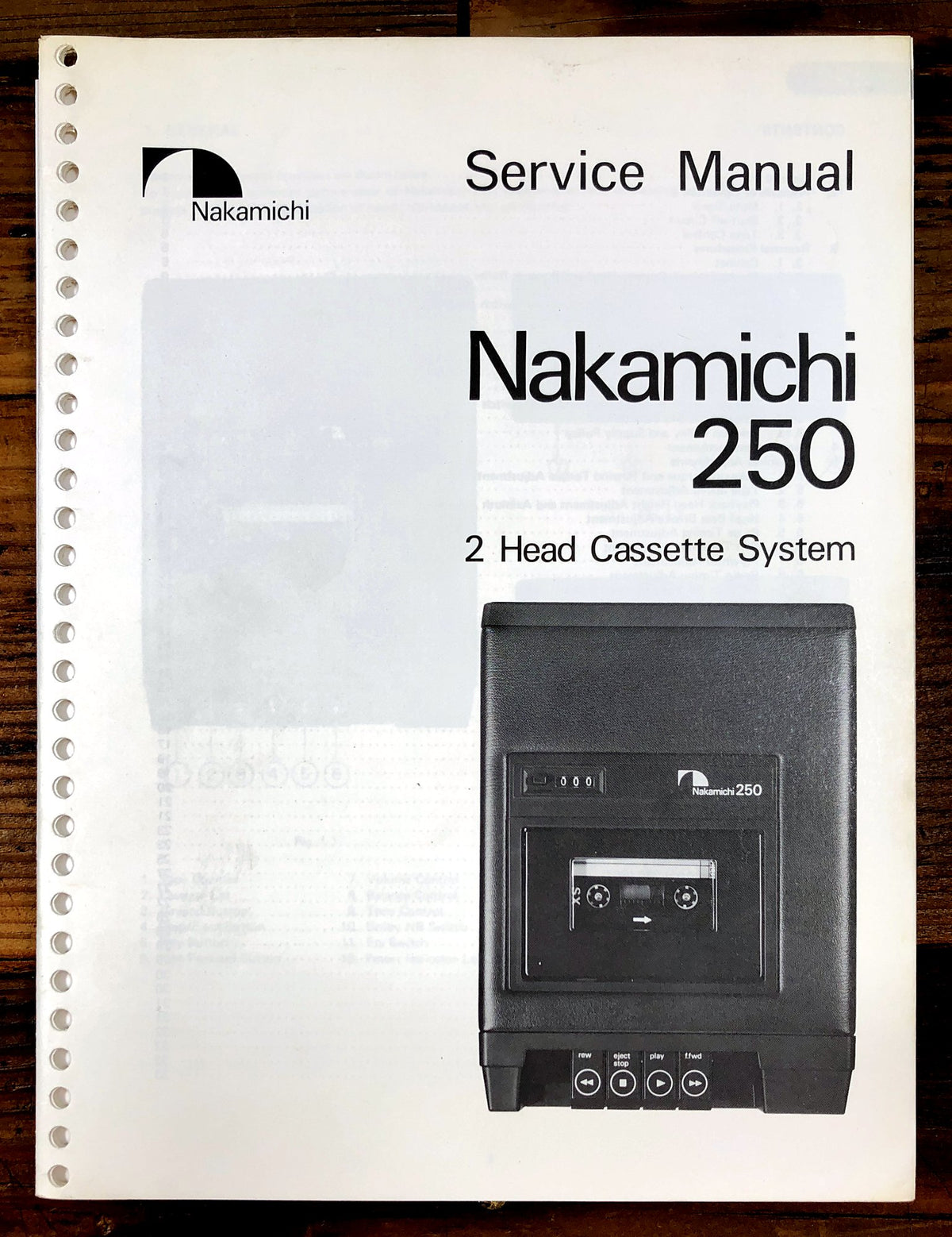 Nakamichi 250 2 Head Cassette System Service Manual *Original*