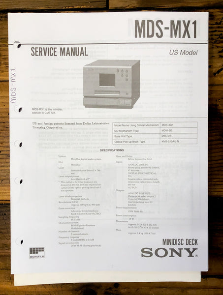 Sony MDS-MX1 MD Stereo  Service Manual *Original*