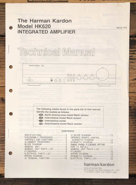 Harman Kardon HK620 HK-620 Amplifier  Service Manual *Original*