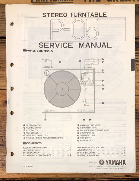 Yamaha P-05 Record Player / Turntable  Service Manual *Original*