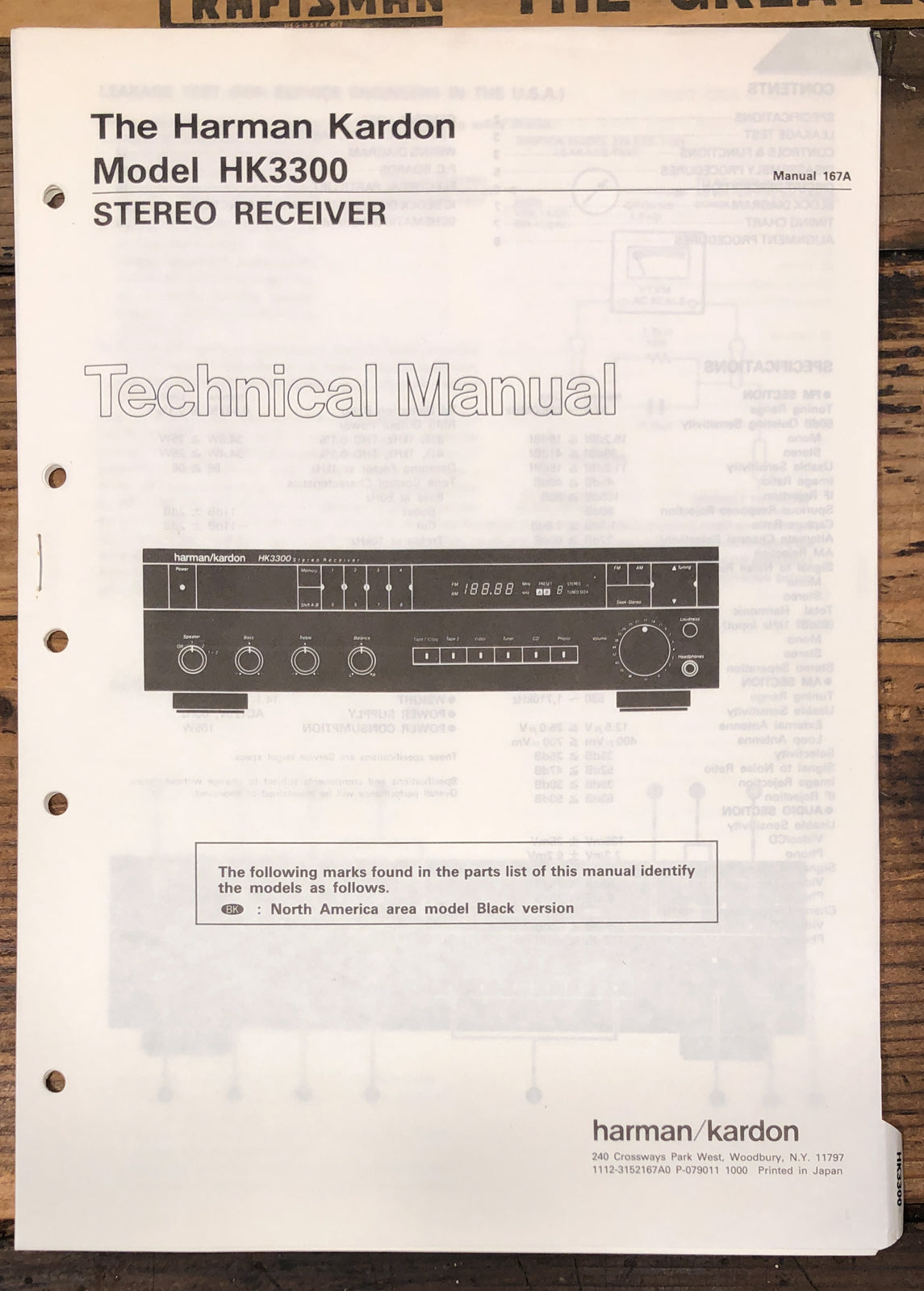 Harman Kardon HK3300 HK-3300 Receiver  Service Manual *Original*