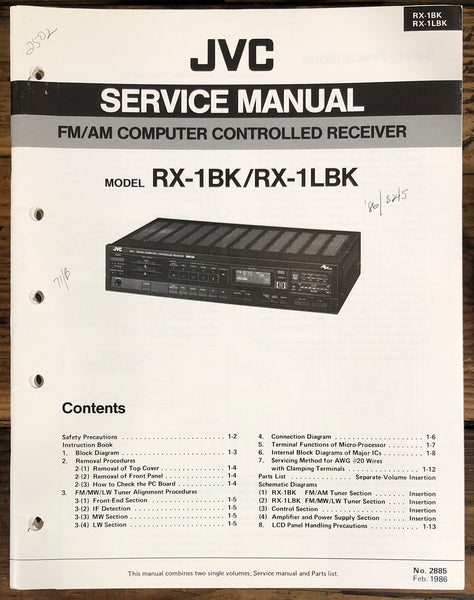 JVC RX-1 BK LBK Receiver  Service Manual *Original*