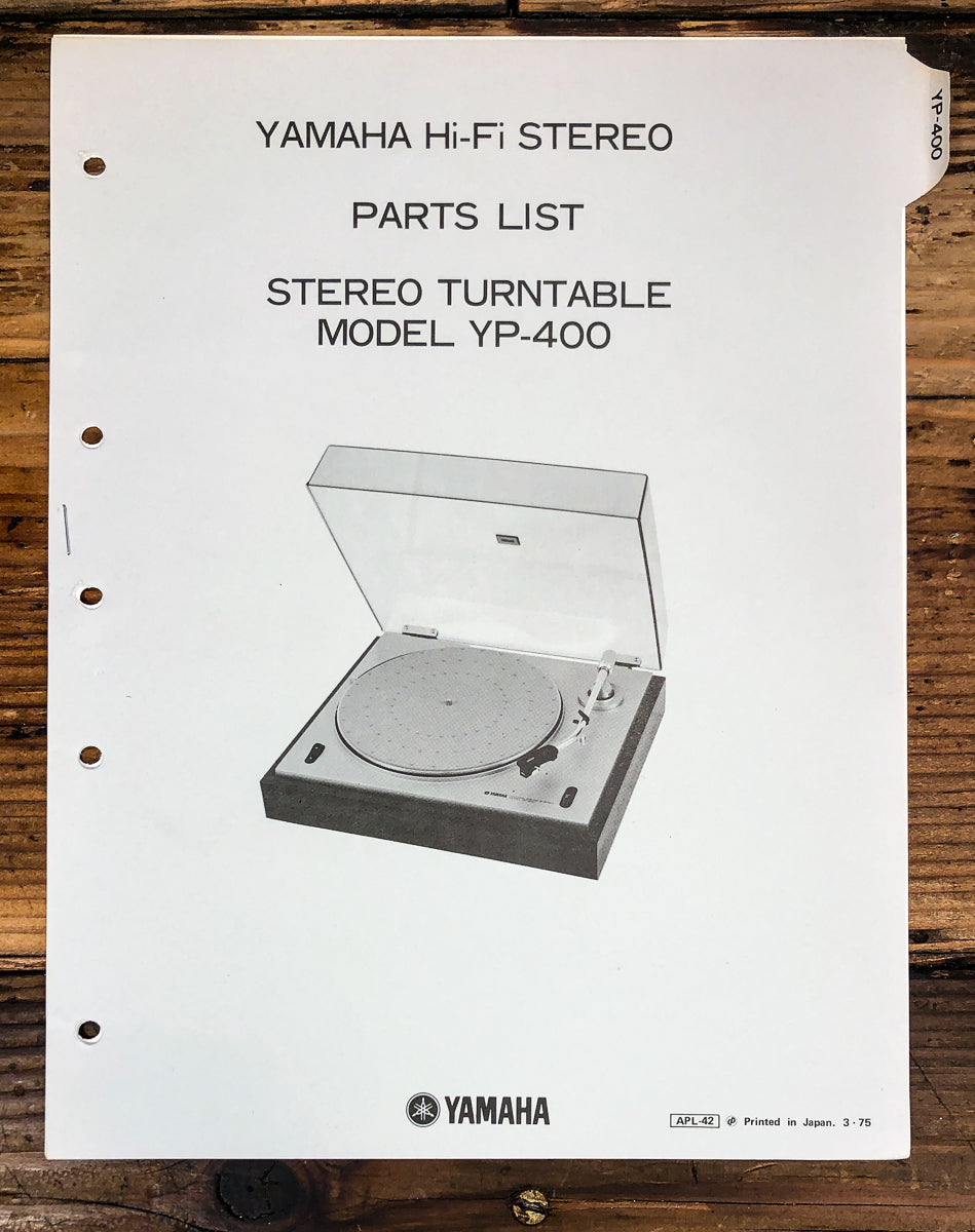 Yamaha YP-400 Record Player / Turntable Parts List Manual *Original*