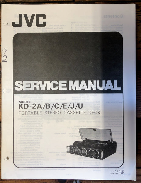 JVC KD-2 KD-2A  Cassette  Service Manual *Original*