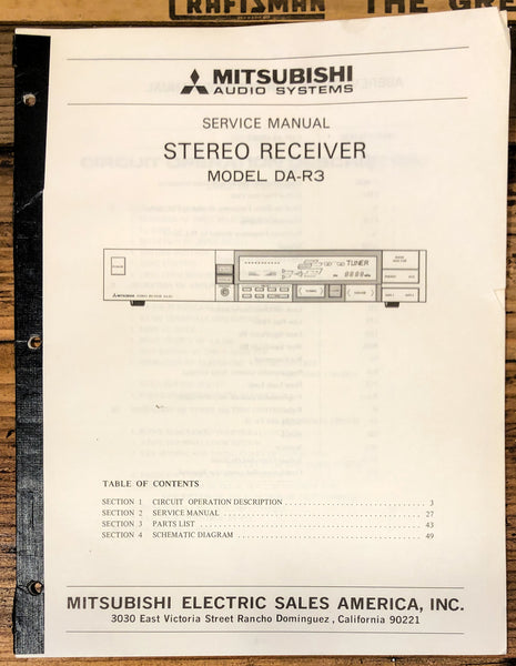 Mitsubishi DA-R3 Receiver  Service Manual *Original*