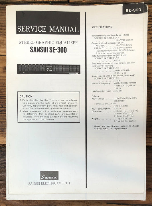 Sansui SE-300 Equalizer  Service Manual *Original*