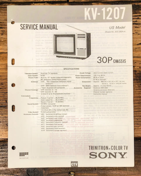 Sony KV-1207 TV  Service Manual *Original*