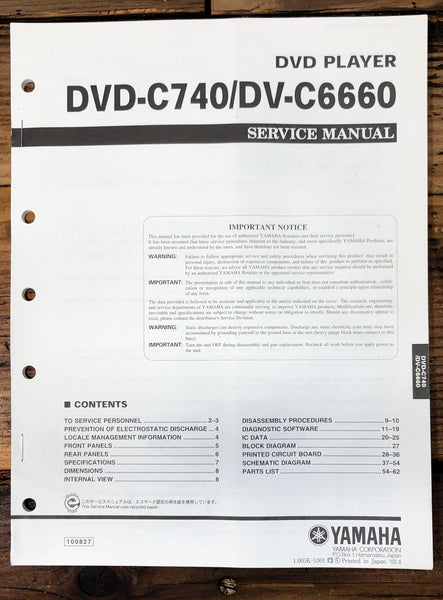 Yamaha DVD-C740 DV-C6660 DVD Player  Service Manual *Original*