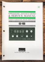 Sansui QS-100 Amplifier Owner & Service Manual *Original*