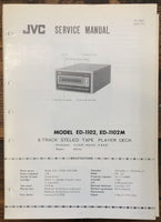 JVC ED-1102 ED-1102M 8 Track  Service Manual *Original*