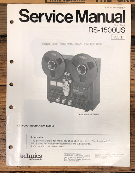 Technics RS-1500US RS-1500 US Reel to Reel Vol. 1Service Manual *Original*