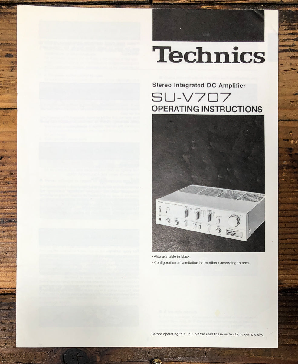 Technics SU-V707 Amplifier Owners / User Manual *Original*