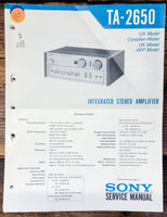 Sony TA-2650 Amplifier Service Manual *Original*