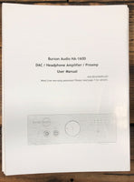 Burson Audio HA-160D DAC / Preamp  Owner / User Manual *Original*