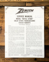 Zenith Royal D7000 Transoceanic Radio  Service Manual *Original*