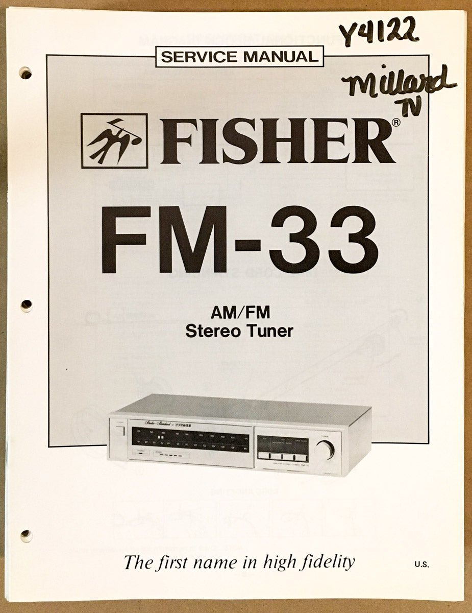 Fisher FM-33 Tuner Service Manual *Original*