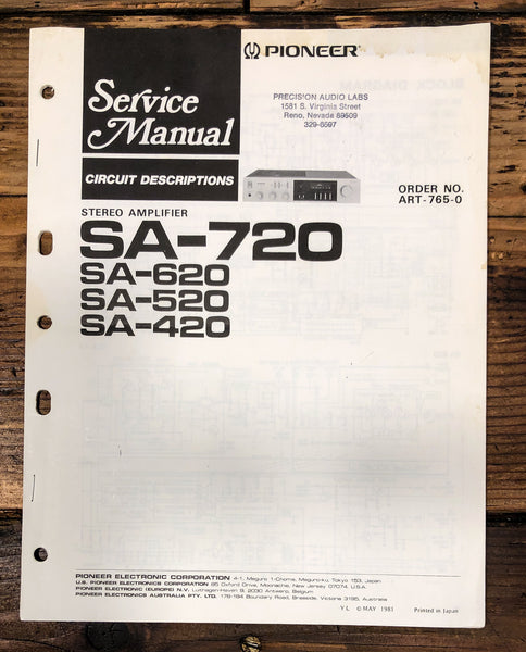Pioneer SA-720 -620 -520 -420 Amplifier  Service Manual *Original*