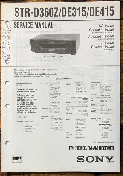 Sony STR-D360Z STR-DE315 STR-DE415 Receiver  Service Manual *Original*