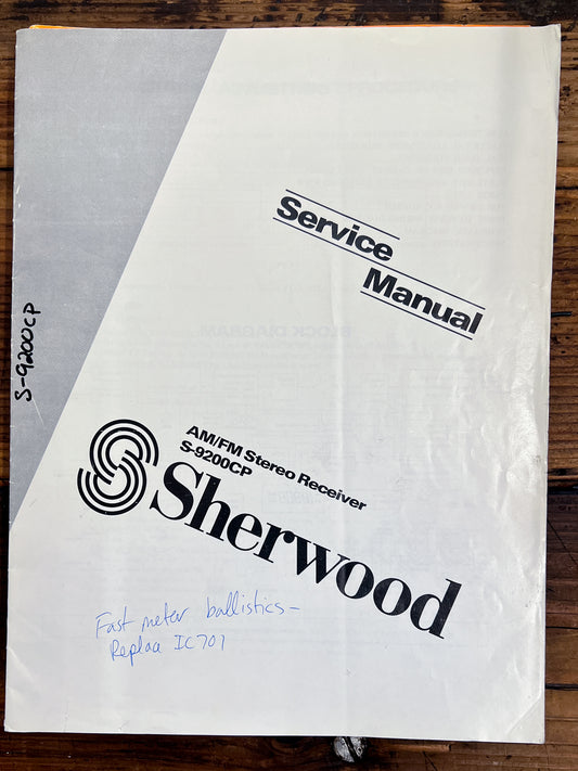 Sherwood S-9200CP Receiver  Service Manual *Original*