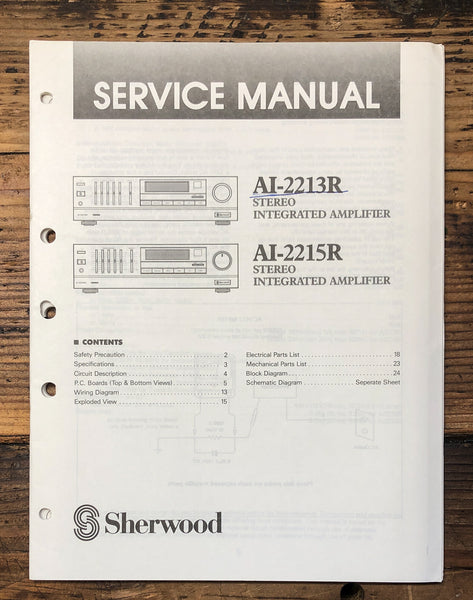 Sherwood AI-2213R AI-2215R Amplifier  Service Manual *Original*