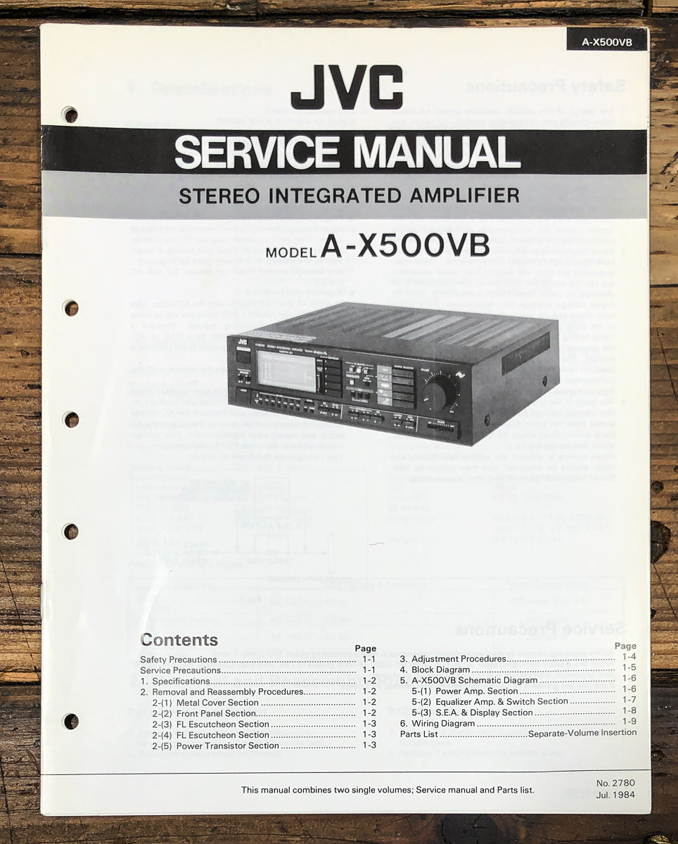 JVC A-X500V A-X500 VB Amplifier Service Manual *Original*