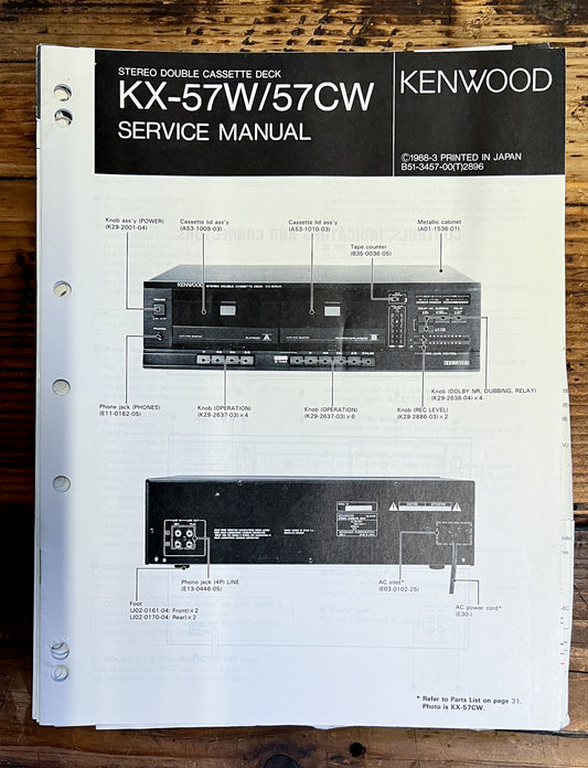 Kenwood KX-57W KX-57CW Cassette  Service Manual *Original*